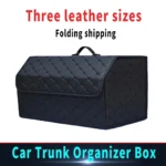 Car Trunk Organizer Box Large Capacity Auto Multiuse Tools Storage Bag Stowing Tidying Leather Folding For Emergency Storage Bo