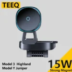 TEEQ Car Phone Holder For Tesla Model Y Juniper Model3 Highland Adjustable Magnetic Wireless Charging Cooling Mount Support