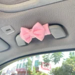 1PC Soft Suede Car Roof Armrest Cover Cute Bow Tie Protective Handle Cover Auto Interior Decor Accessories